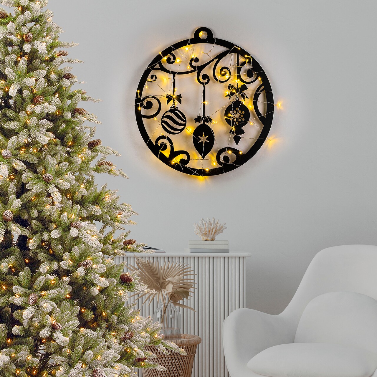Decoratiune de luminoasa XMASBLACK-028, Tanelorn, 60x64 cm, metal, negru - imagine 7